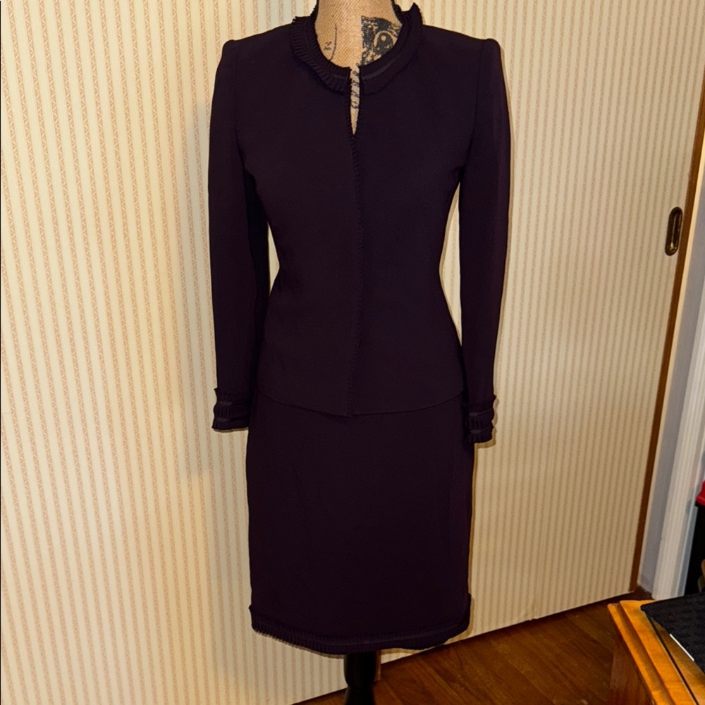 Albert Nipon Deep Plum Maxi Skirt Suit